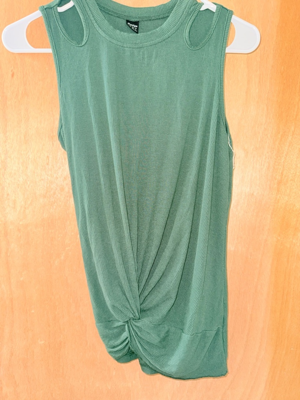 SHEIN Green Ribbed Twist-Front Tank Top